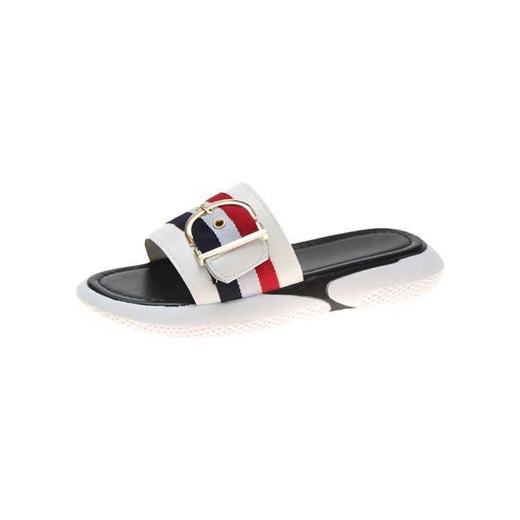 Summer Net Celebrity Same Style Slippers Women Flat-bottomed Flip-flop Beach Sandals Fashion Outer Wear New All-match
