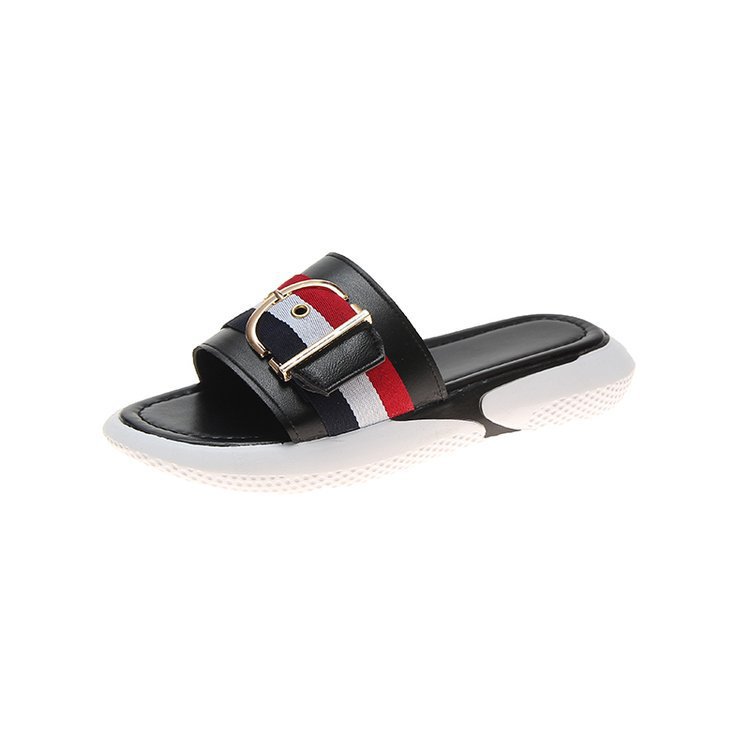 Summer Net Celebrity Same Style Slippers Women Flat-bottomed Flip-flop Beach Sandals Fashion Outer Wear New All-match