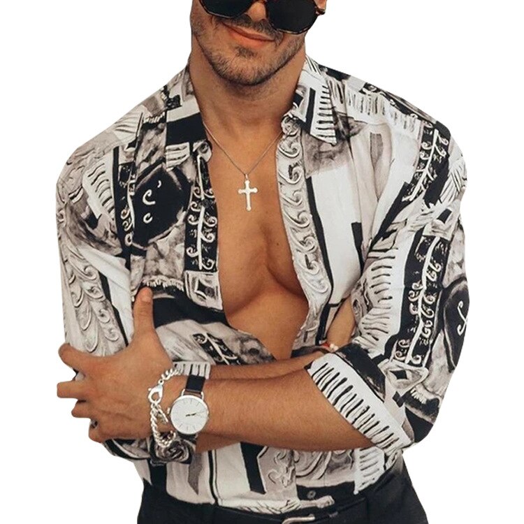 Digital Printed  Business Men's Shirt Long Sleeve