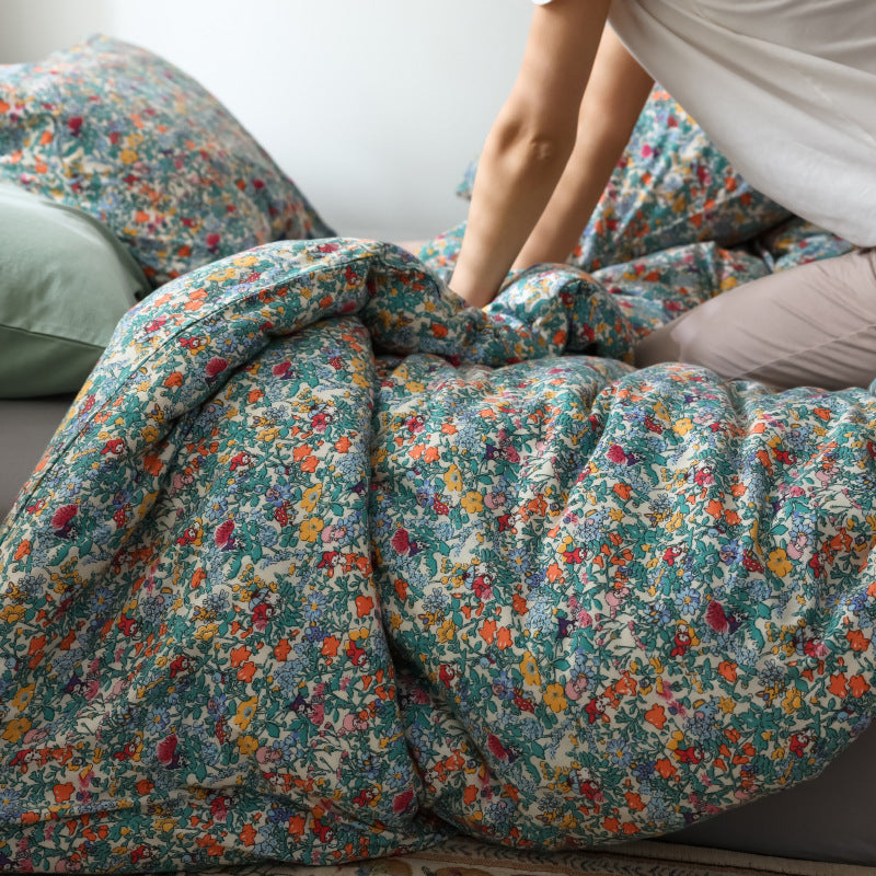 Pastoral Style Knitted Bed Cotton Floral Quilt Cover  Sheets