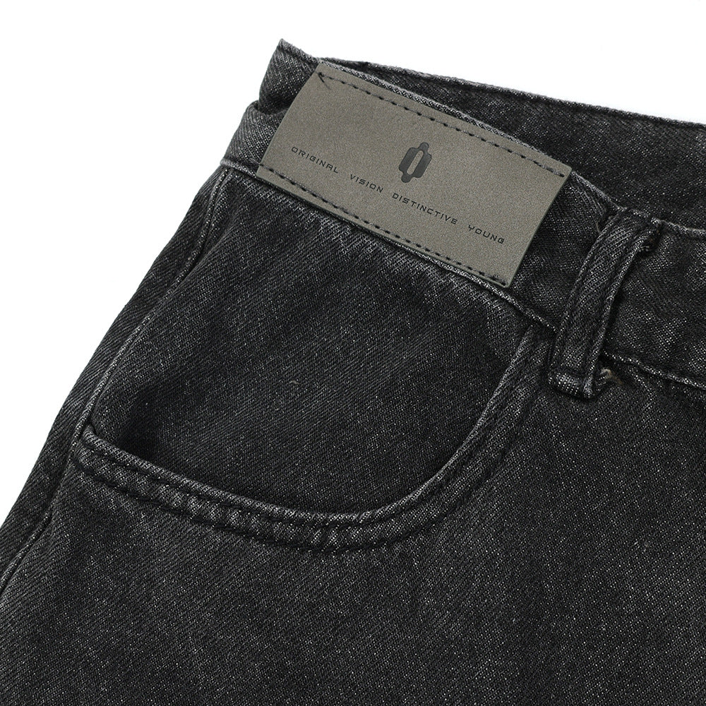 Men's Digital Cat Beard Affixed Cloth Embroidered Washed Jeans