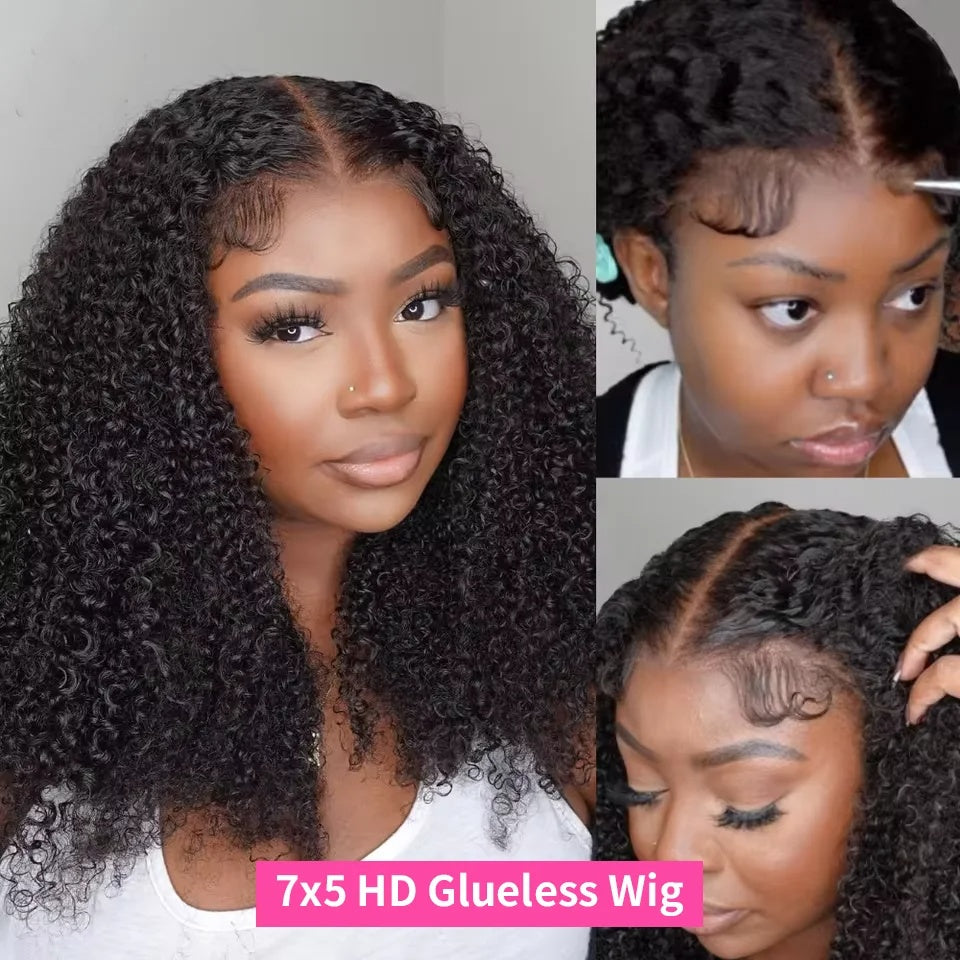 Kinky Curly Lace Frontal Wig Wear Go Glueless Wig Afro Curly Human Hair Wigs