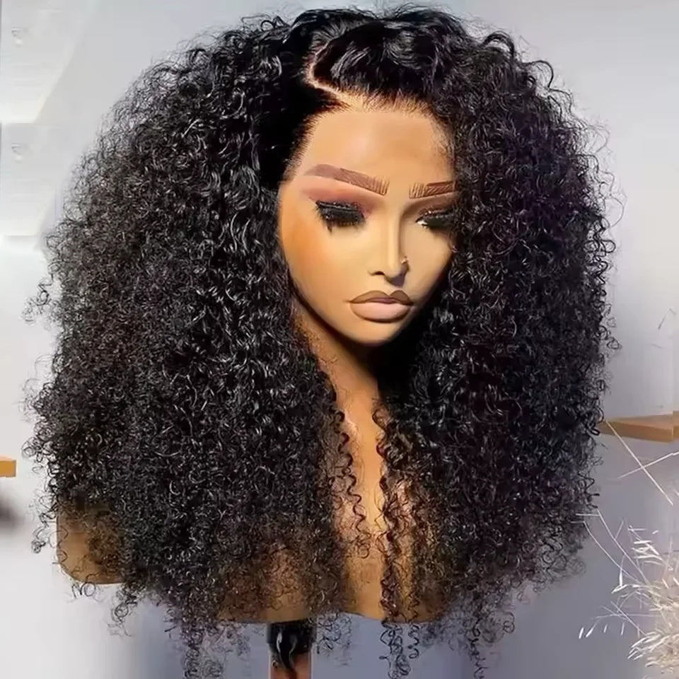 Kinky Curly Lace Frontal Wig Wear Go Glueless Wig Afro Curly Human Hair Wigs