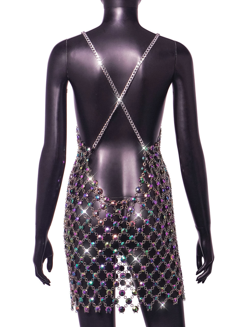 Gem Stitched Backless Dress Women
