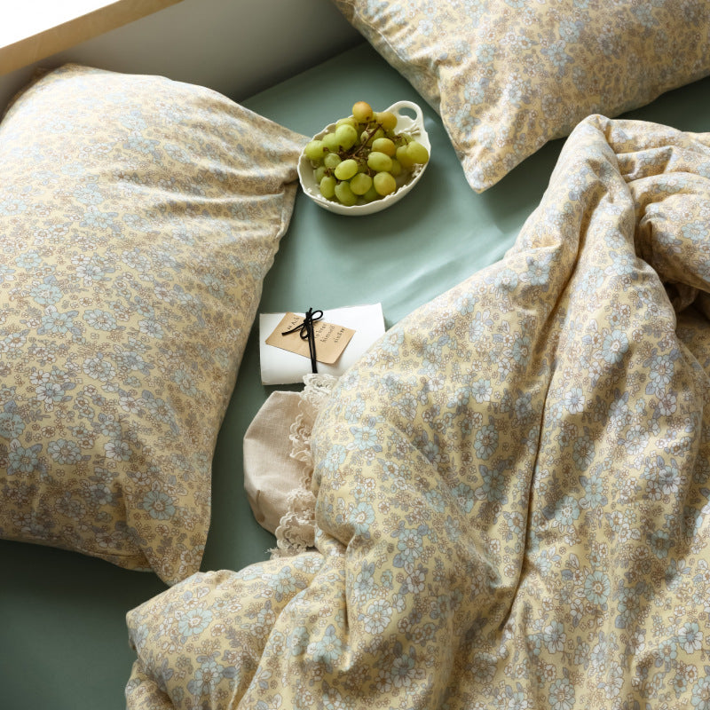 Pastoral Style Knitted Bed Cotton Floral Quilt Cover  Sheets