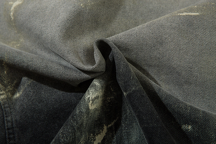 Men's Trendy Punk Contrast Color Gradient Irregular Stitching Cat Beard Polo Collar Jacket