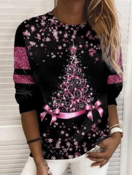 Snowflake Print Pullover Plus Size Women's Clothing