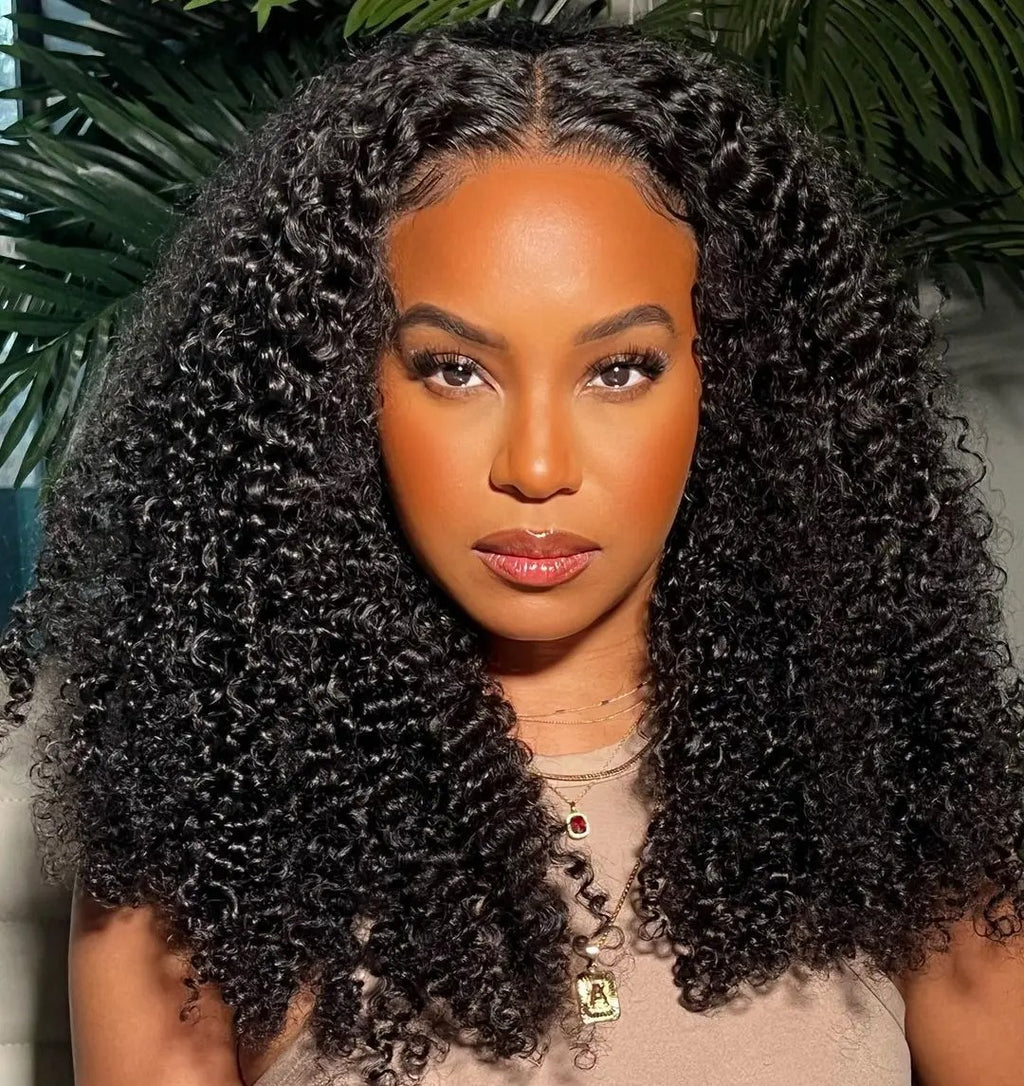 Kinky Curly Lace Frontal Wig Wear Go Glueless Wig Afro Curly Human Hair Wigs