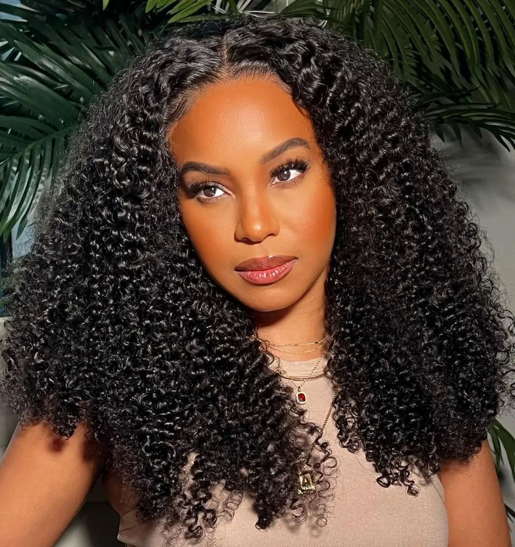 Kinky Curly Lace Frontal Wig Wear Go Glueless Wig Afro Curly Human Hair Wigs