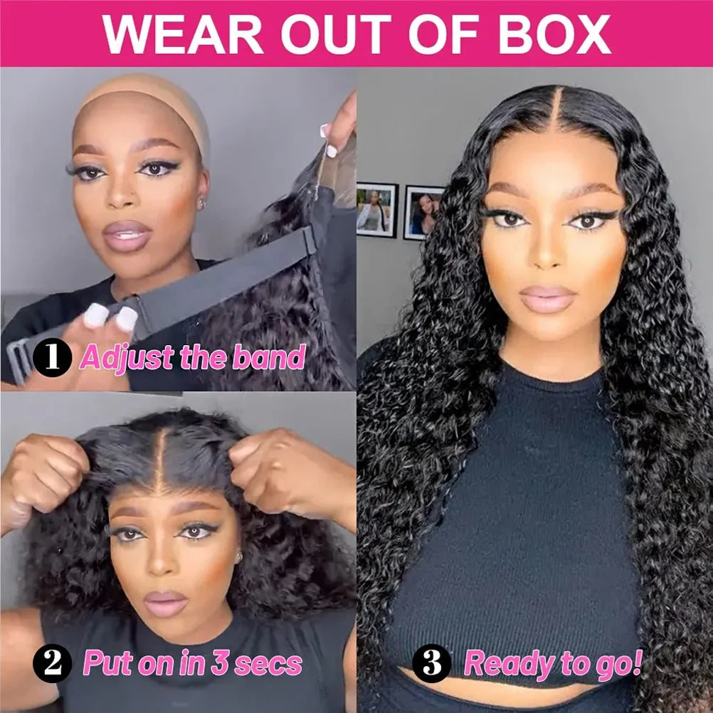 Kinky Curly Lace Frontal Wig Wear Go Glueless Wig Afro Curly Human Hair Wigs