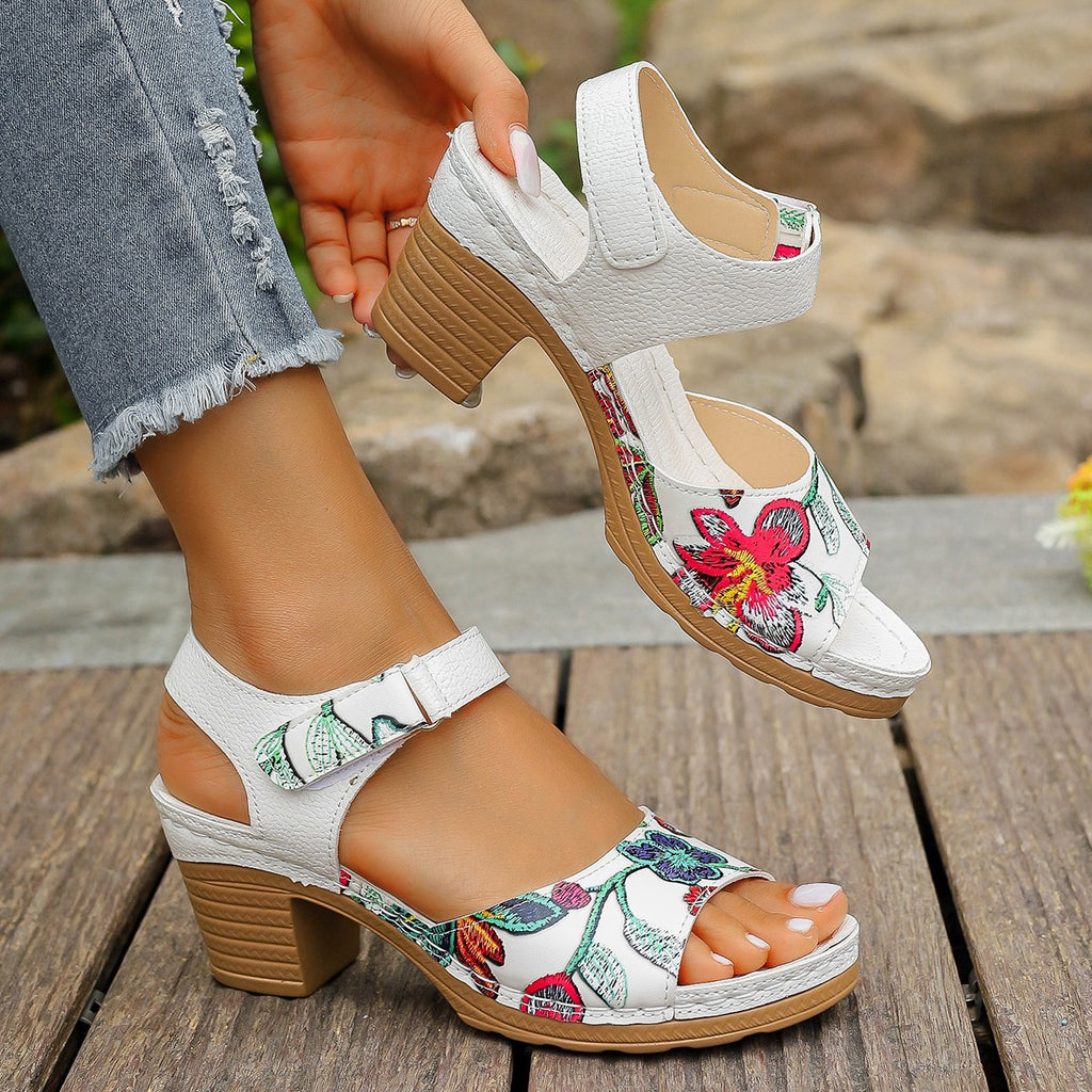 High Heel Sandals Velcro Buckle Casual Sandals For Women