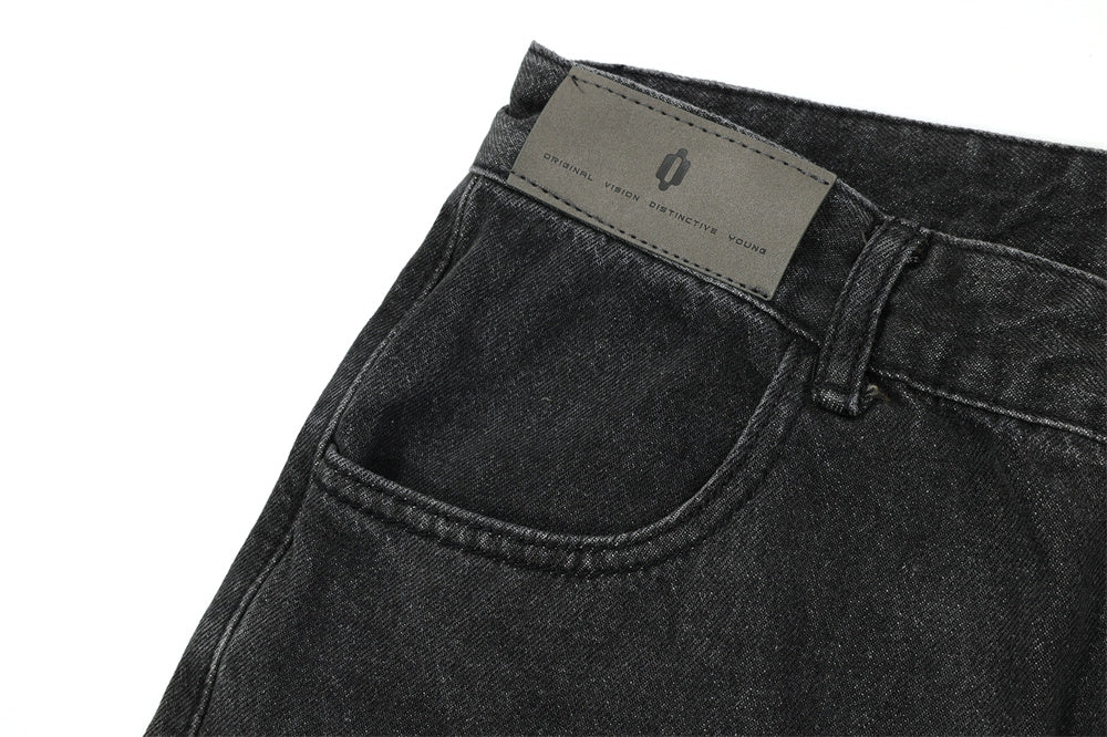 Men's Digital Cat Beard Affixed Cloth Embroidered Washed Jeans