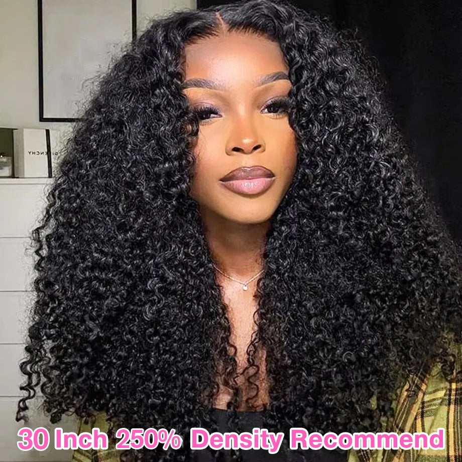 Kinky Curly Lace Frontal Wig Wear Go Glueless Wig Afro Curly Human Hair Wigs