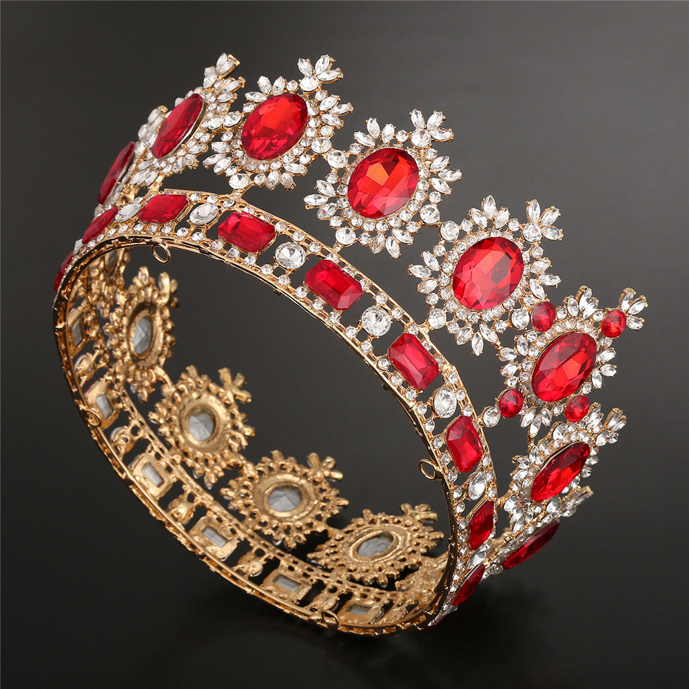 Bride European Princess Big Crown Round Baroque Full Crown Wedding Dress Accessories