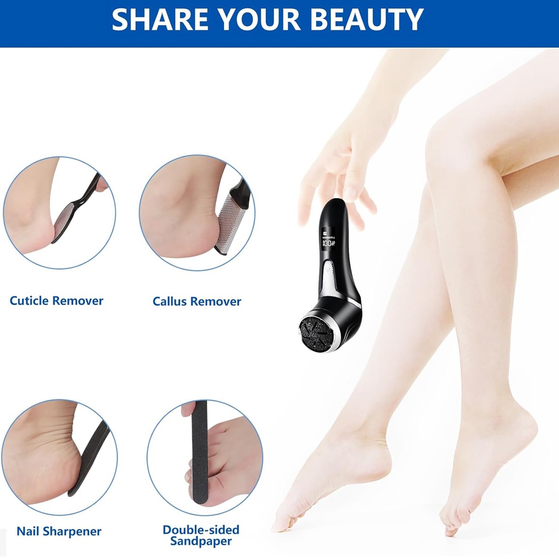 Electric Foot File Waterproof Hard Skin Remover Feet Pedicure Set Rechargeable