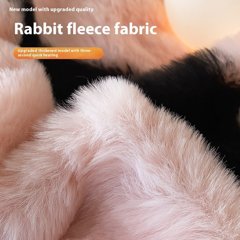 Class A Leopard Print Rabbit Plush Four-piece Set Light Luxury Milk Fiber Quilt Cover Thickening Thermal Bed Sheets